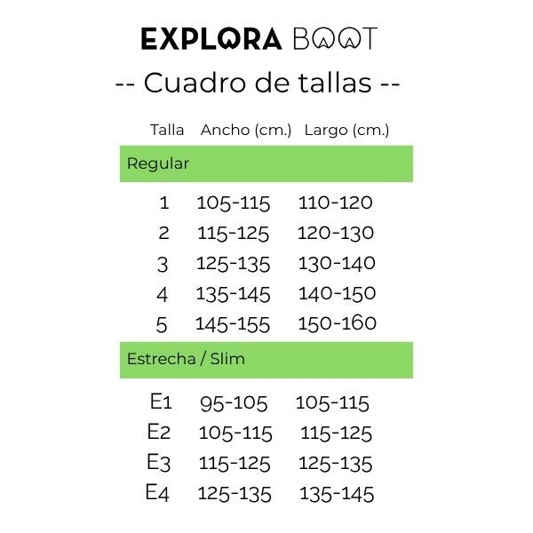 Cuadro de tallas Explora Boot